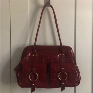 Maxx New York Ruby Red Croco Leather Handbag